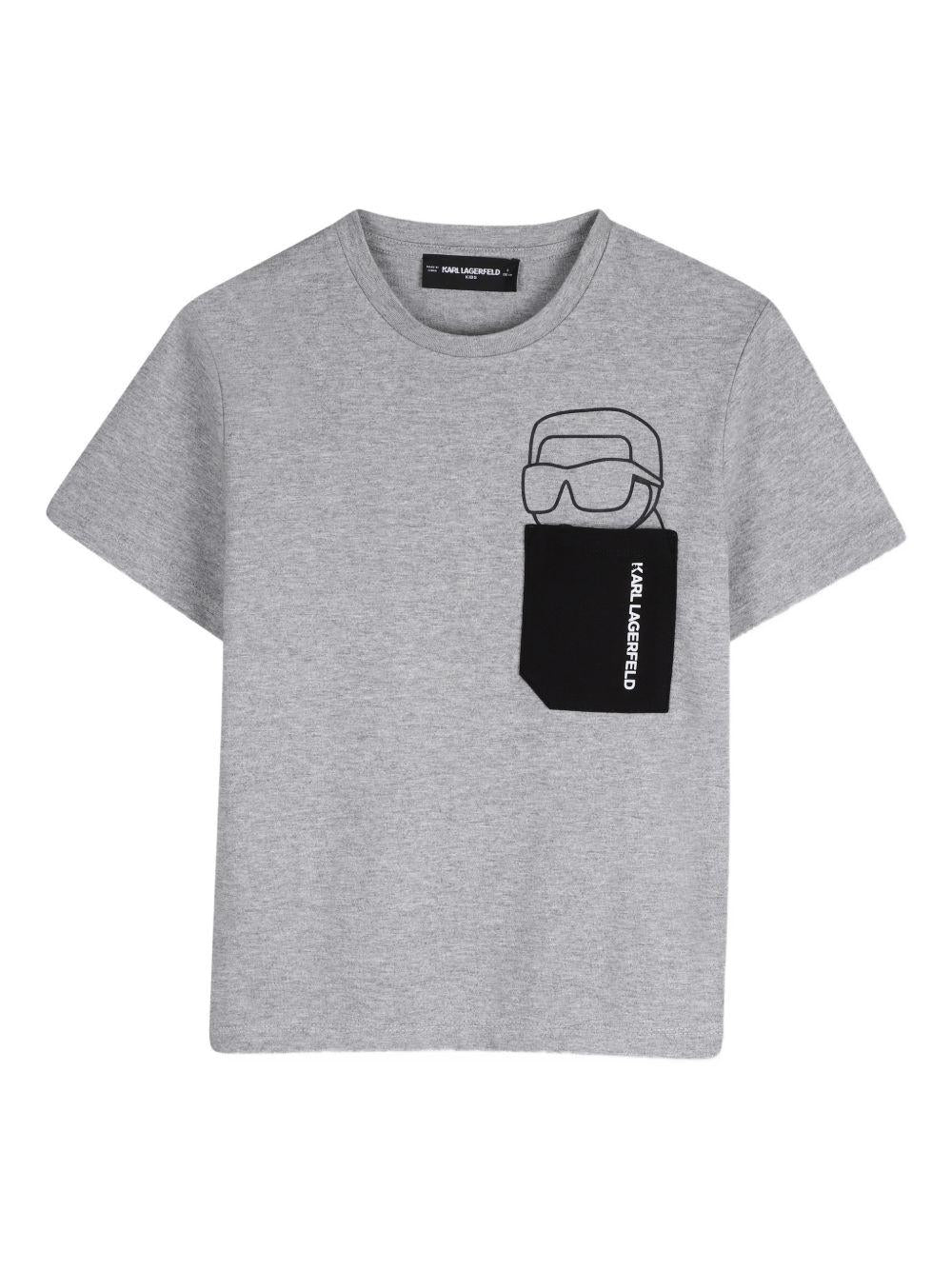 T-shirt con tasca e grafica Karl Lagerfeld Z31097 A07 KARL LAGERFELD KIDS