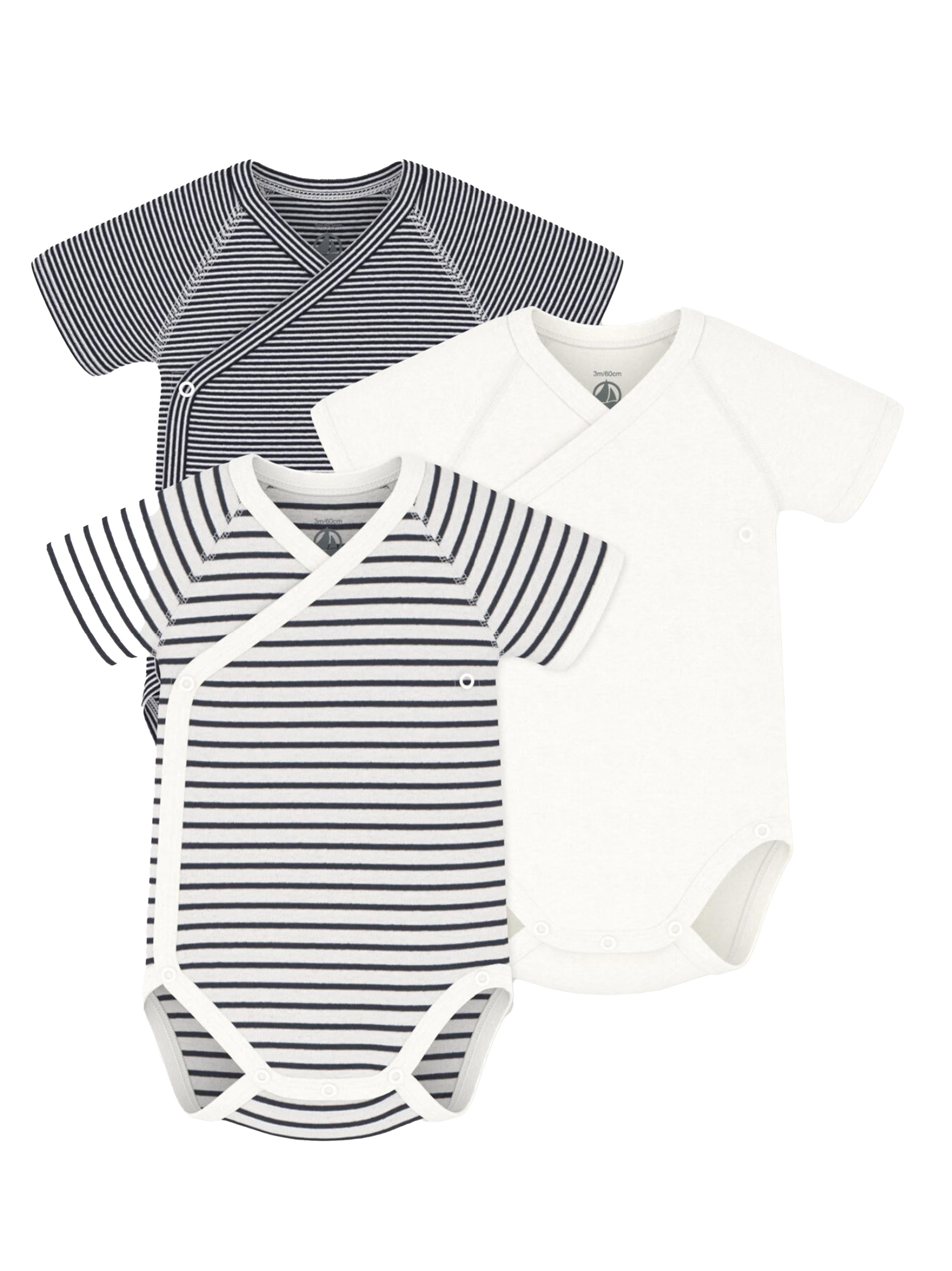 Confezione body a fantasia e tinta unita bianco/grigio neonato (3pz) A097H 00 PETIT BATEAU KIDS