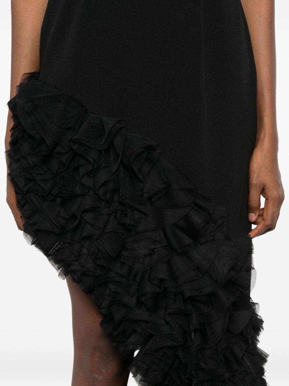 Abito Senza Spalline con Volant e Orlo Asimmetrico AT104 NERO ALESSANDRO LEGORA