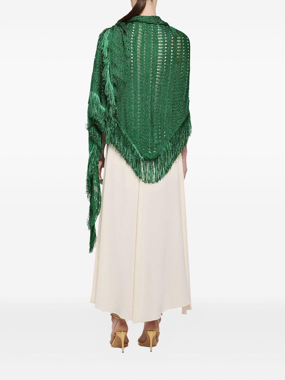 Scialle verde in lurex maxi frange P25CPSLO0401 V0723 SIMONA CORSELLINI