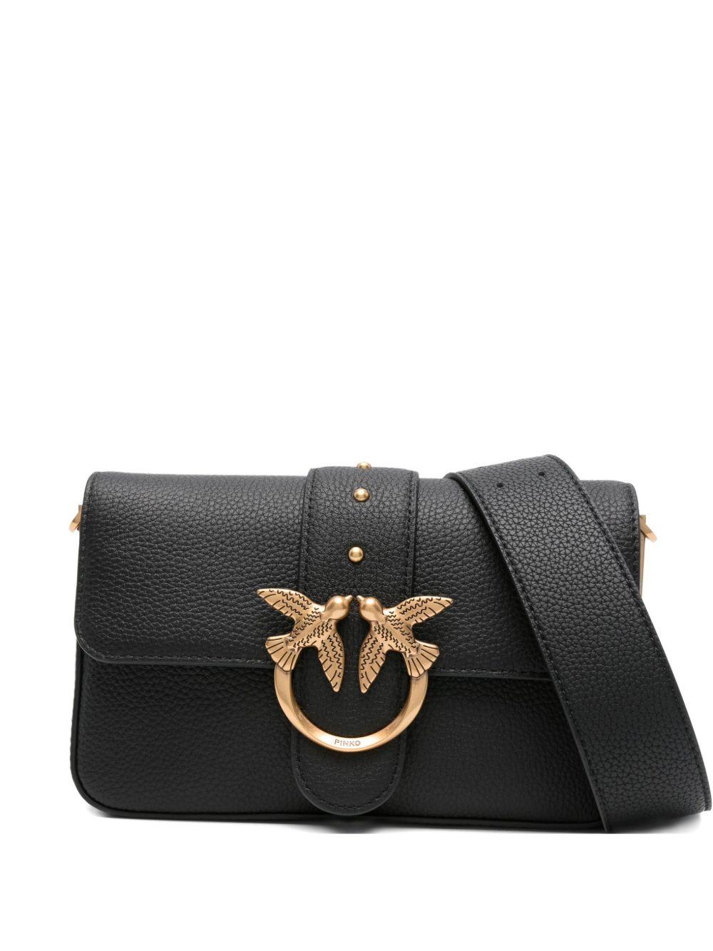 Borsa nera con borchie e chiusura Love Birds 104340A2OX Z99Q PINKO