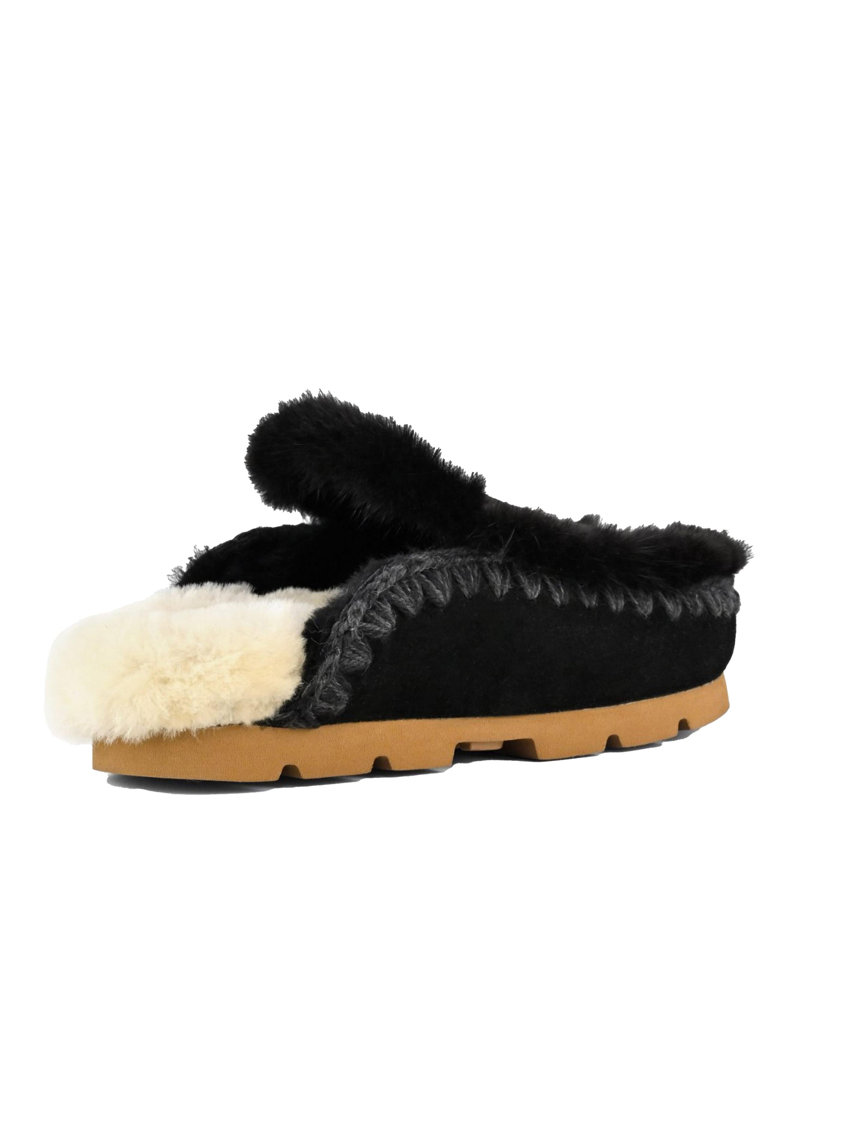 Pantofola winter bio in pelliccia nera MUFW431004A BKBK MOU