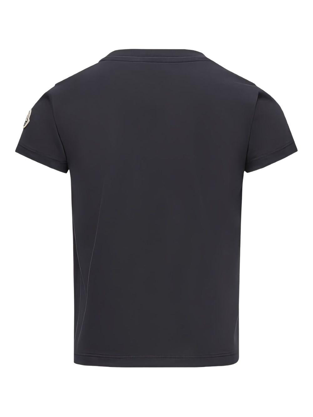 T-shirt in Nero con Logo Ricamato K29548C0002383907 999 MONCLER KIDS