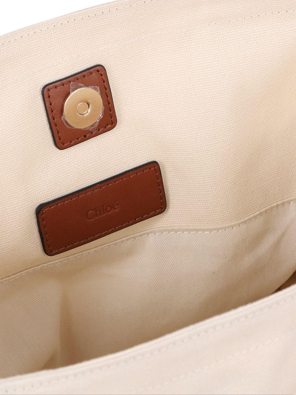 Borsa a spalla in cotone ecru con tracolla C20872 148 CHLOE KIDS
