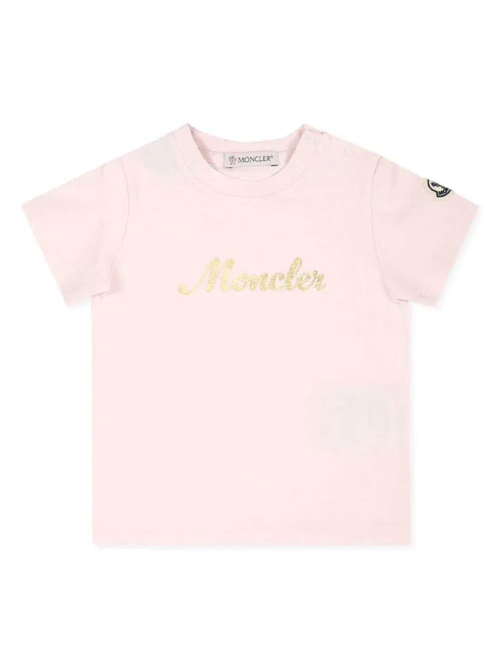 T-shirt rosa logo glitter frontale neonata - Preludio Moda