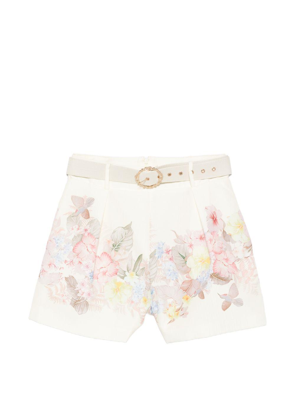 Shorts in cotone con cintura e stampa floreale P26A304 1000 PAPERLACE