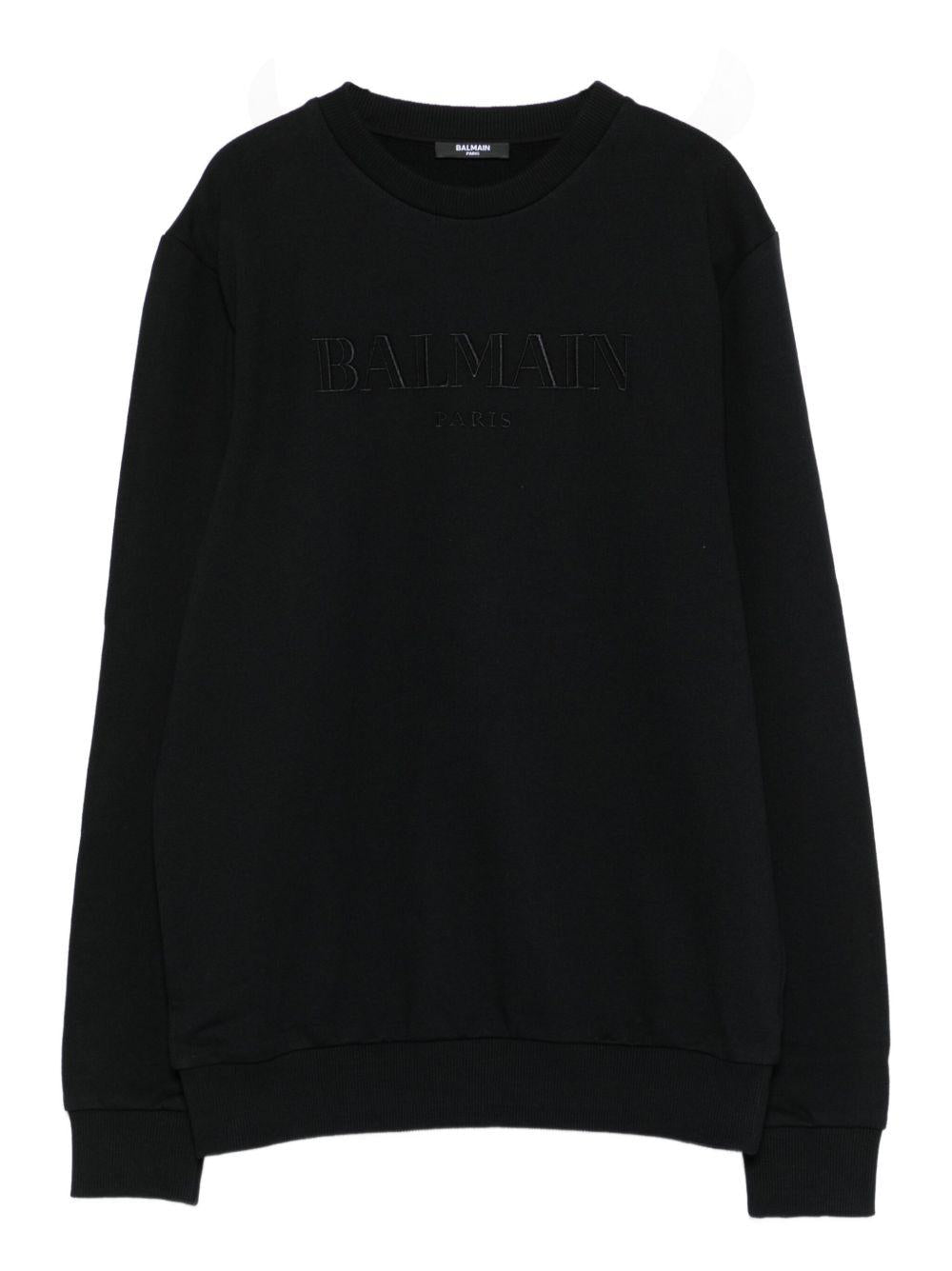 Felpa Nera con Logo Ricamato BX4Q50Z3183 930NE BALMAIN KIDS