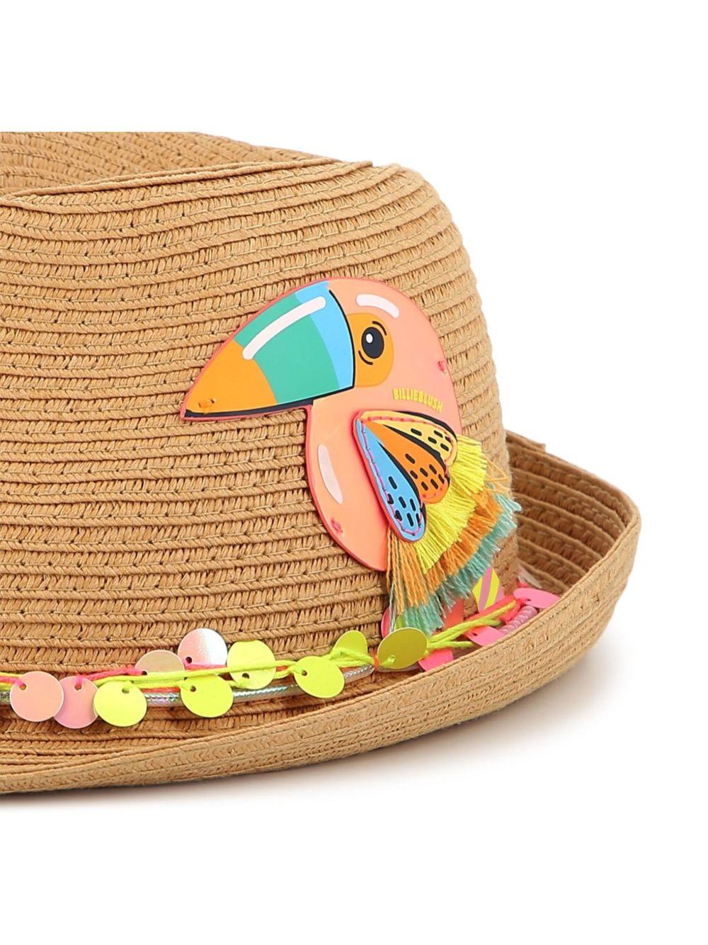 Cappello in rafia con tucano