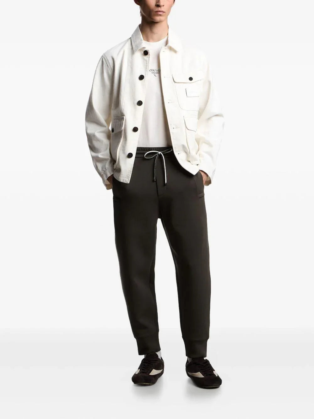 T-shirt bianca con logo ricamato - Preludio Moda