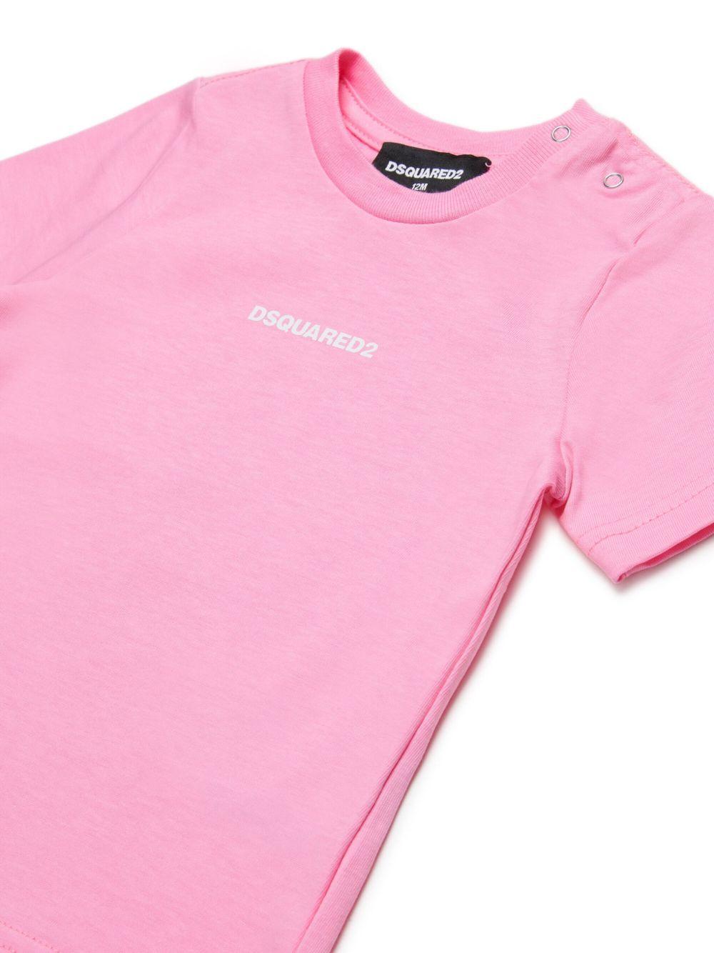 T-shirt rosa neonata mini logo frontale DQ2853D004G DQ321 DSQUARED KIDS