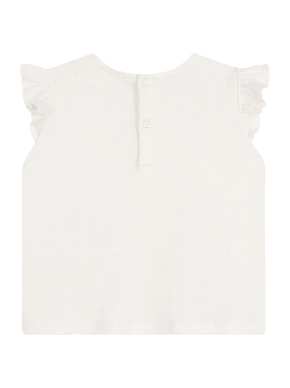 T-shirt bianca con maniche volant - Preludio Moda