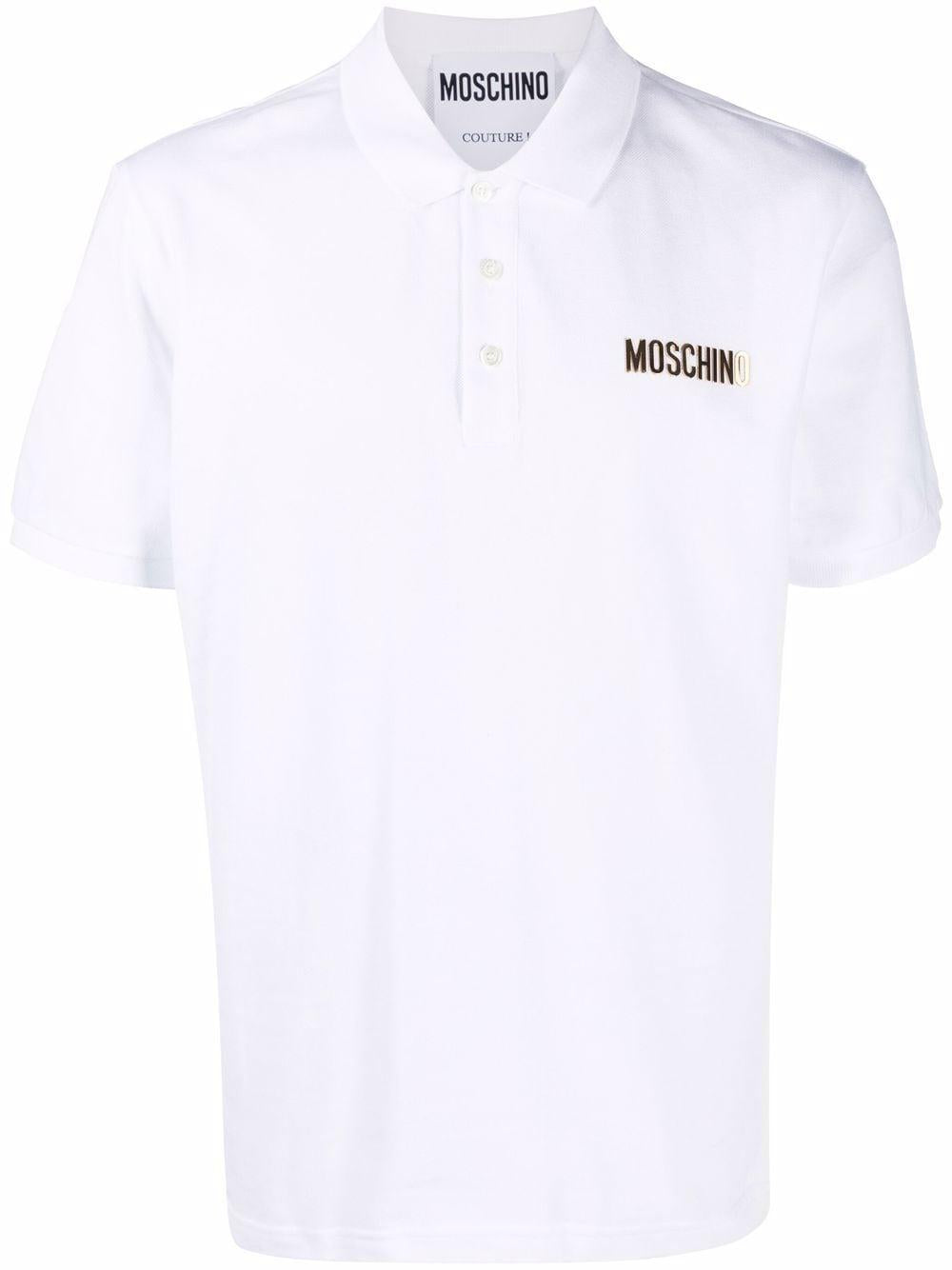 Polo bianca logo oro petto J12070242 0001 MOSCHINO COUT