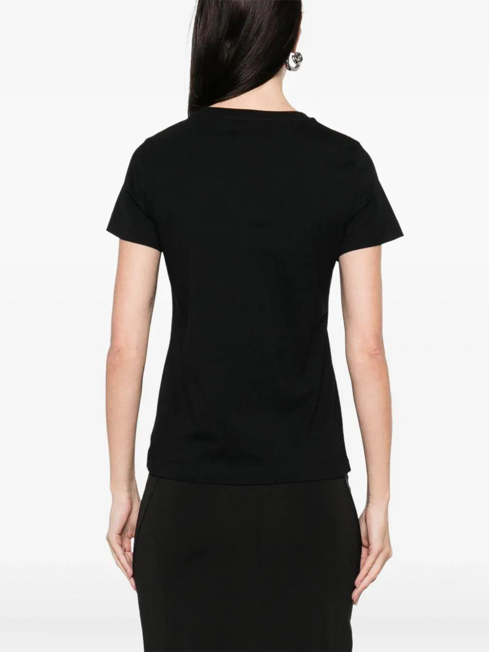 T-shirt nera ricamo Love Birds - Preludio Moda