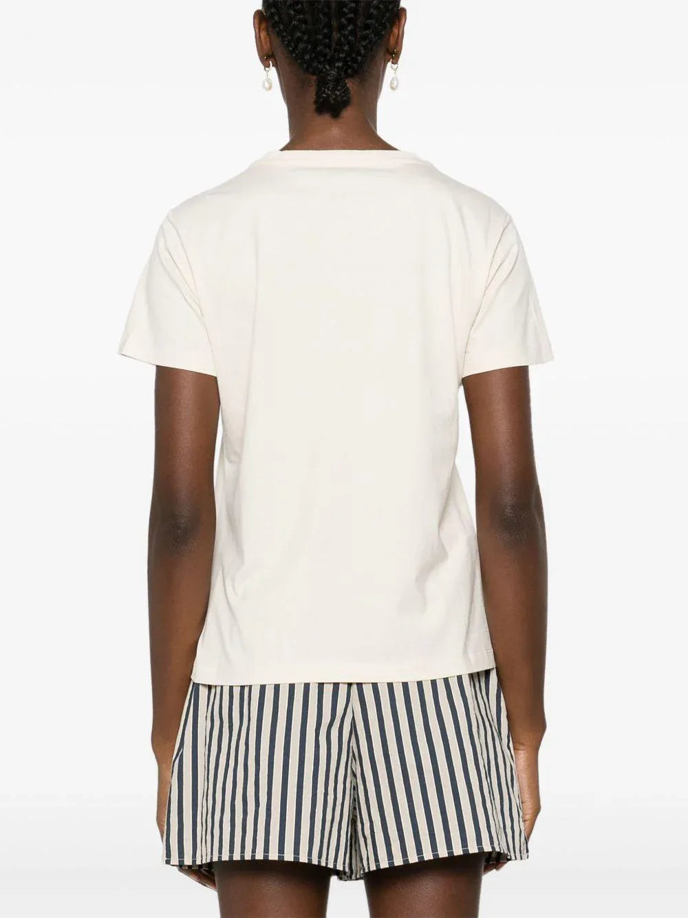 T-shirt Nambrone bianco latte mini logo strass - Preludio Moda