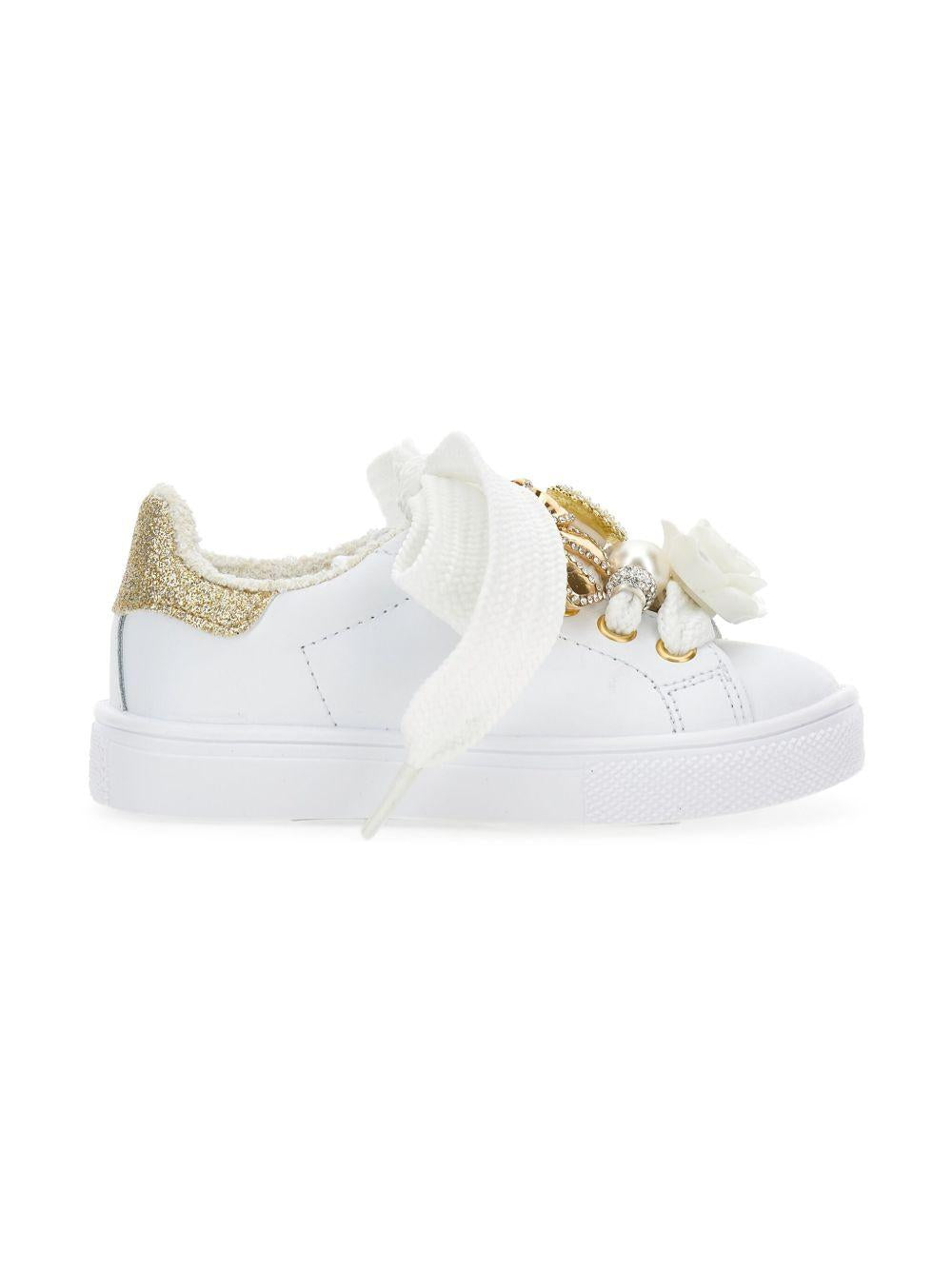 Sneakers con Applicazioni Floreali e Suola Piatta 8CF0166722 0173 MONNALISA KIDS