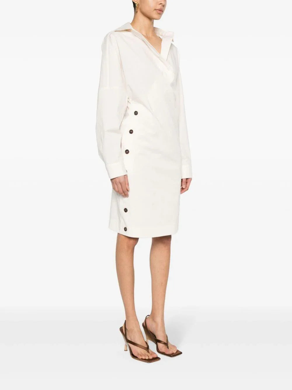 Abito bianco bottoni laterali - Preludio Moda