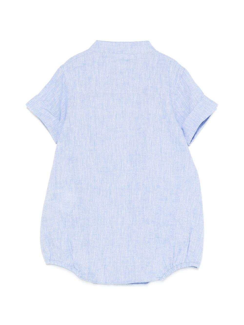 Pagliaccetto in lino e cotone con maniche corte E26172 AZZURRO NANAN KIDS
