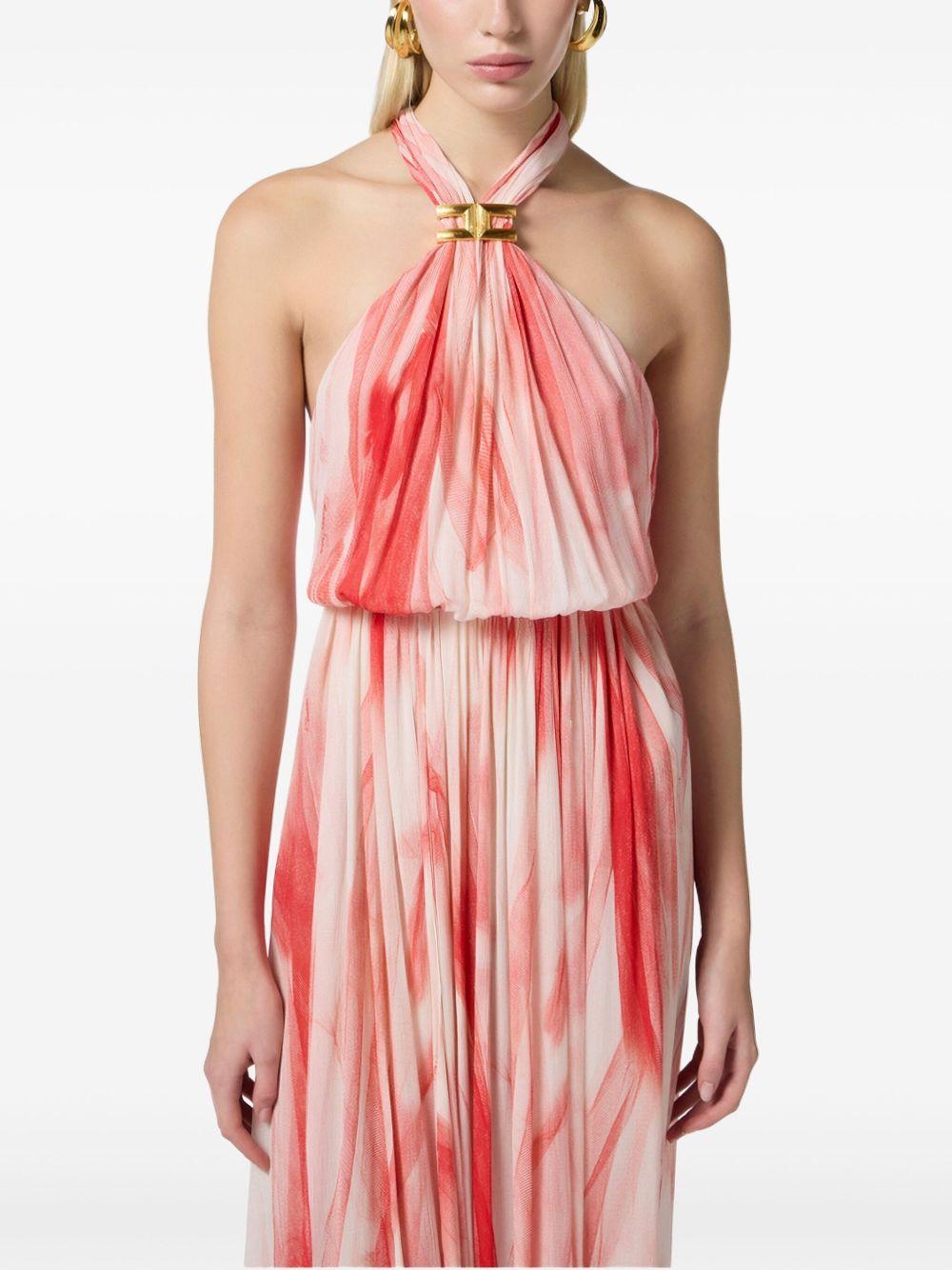 Abito Red Carpet in viscosa con stampa tulle rosso