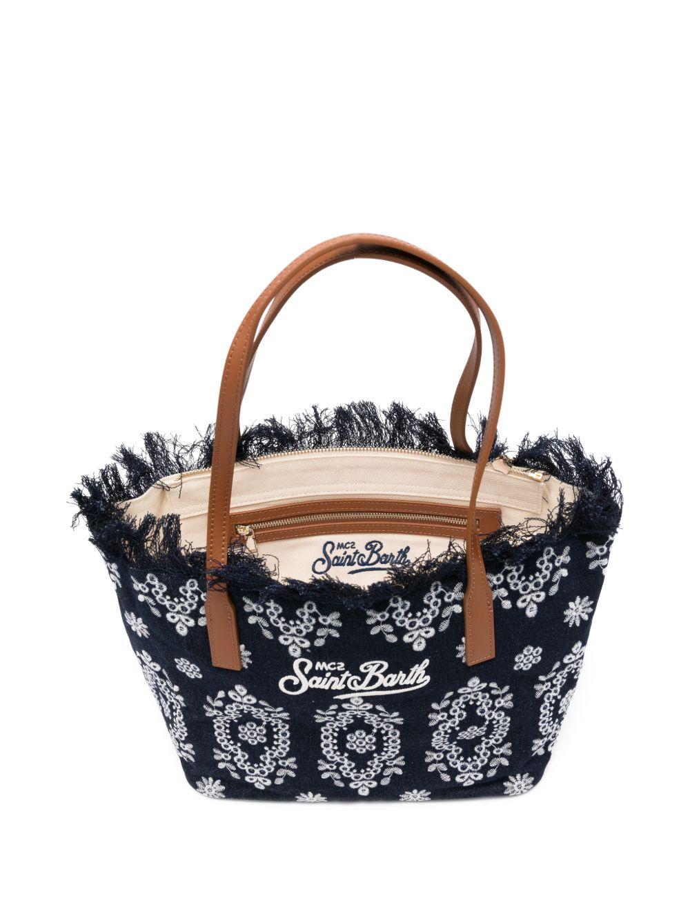 Borsa tote in denim con bordi sfrangiati CBMF001 01773L MC2 SAINT BARTH