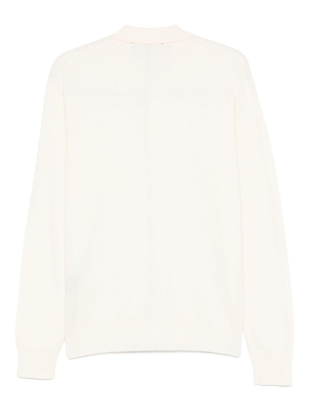 Cardigan bianco in lana merino con collo a V e chiusura a bottone L1MFW25266737 A014 LOW BRAND