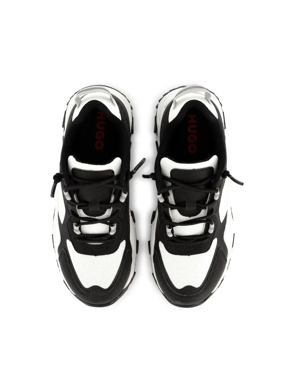 Sneakers bicolor bianca e nera logo laterale - Preludio Moda