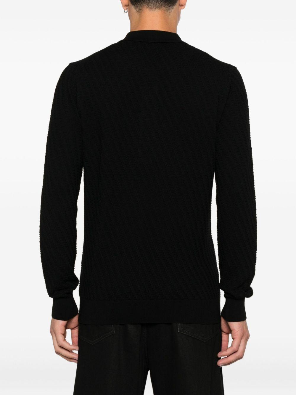 Polo nera jacquard Paolo Pecora - Preludio Moda