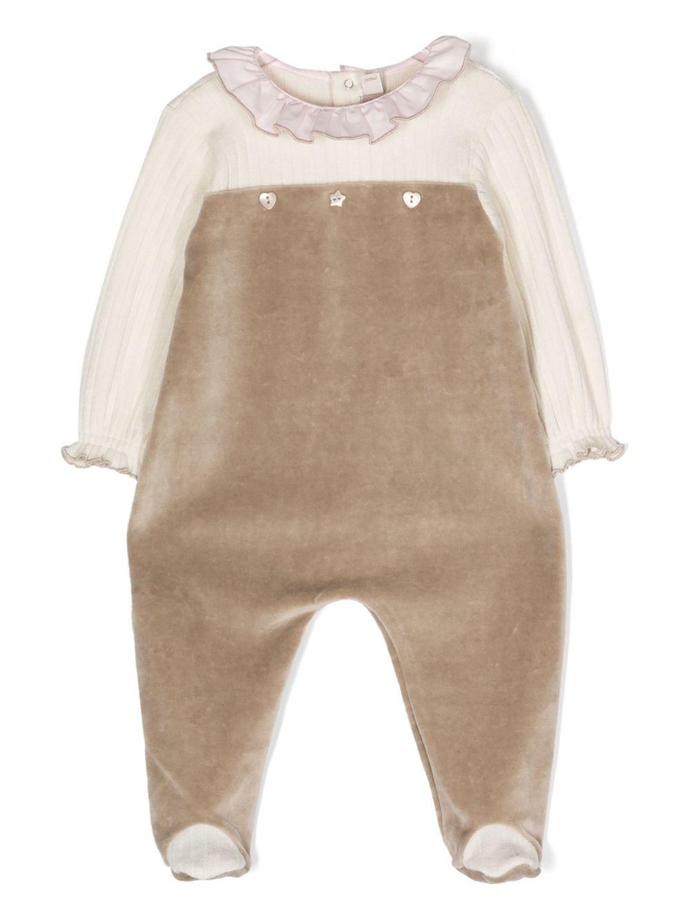 Tutina marrone-rosa neonata pile - Preludio Moda