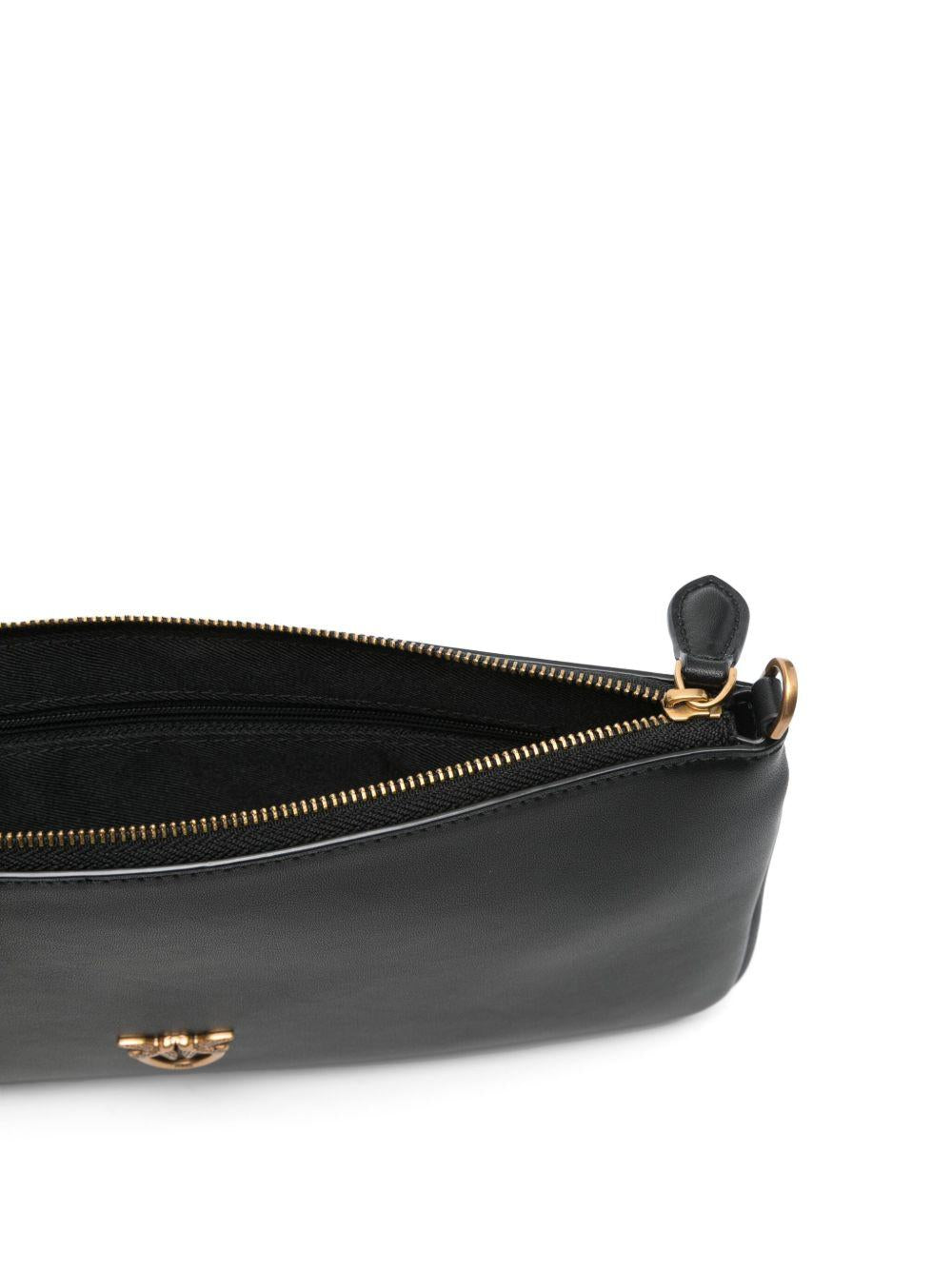 Borsa a spalla nera in pelle con tracolla a catena 104277A0F1 Z99Q PINKO