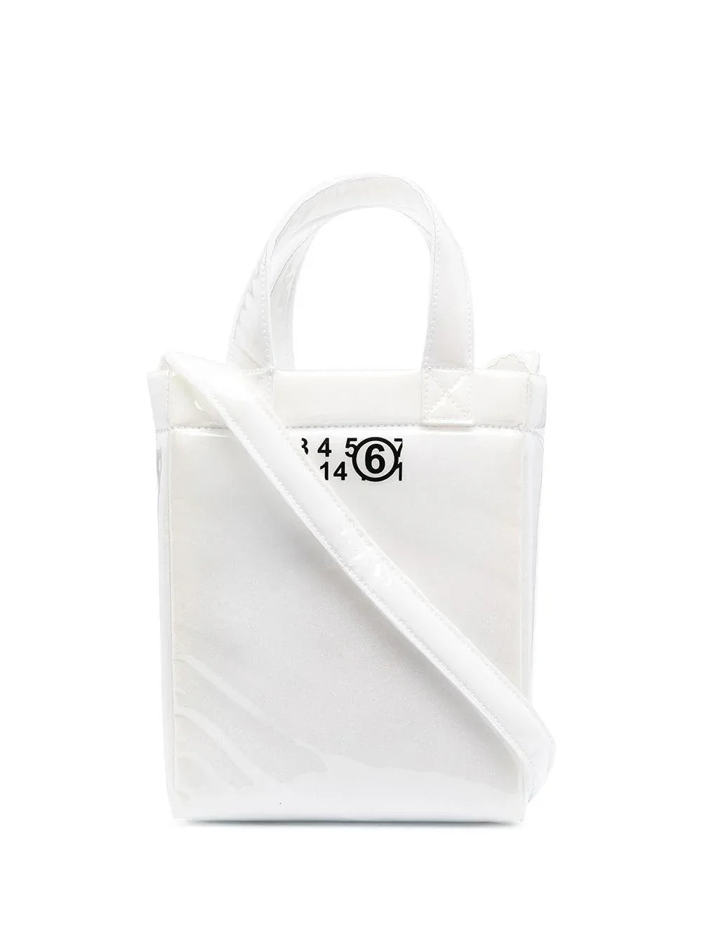 Borsa bianca/gialla plastificata logo numerico - Preludio Moda