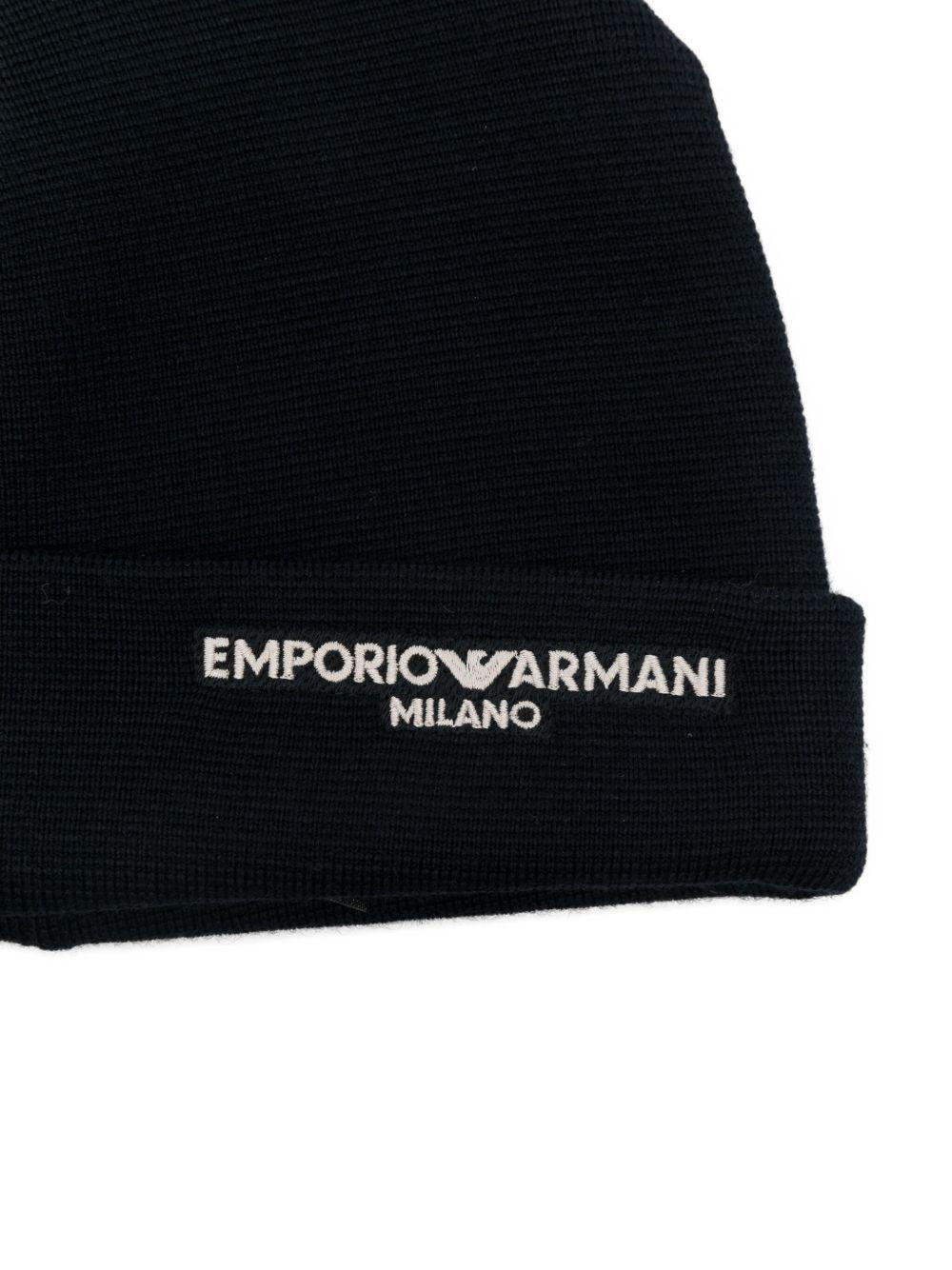 Berretto blu con dettagli del logo EM002715AF18241 UB118 EMPORIO ARMANI