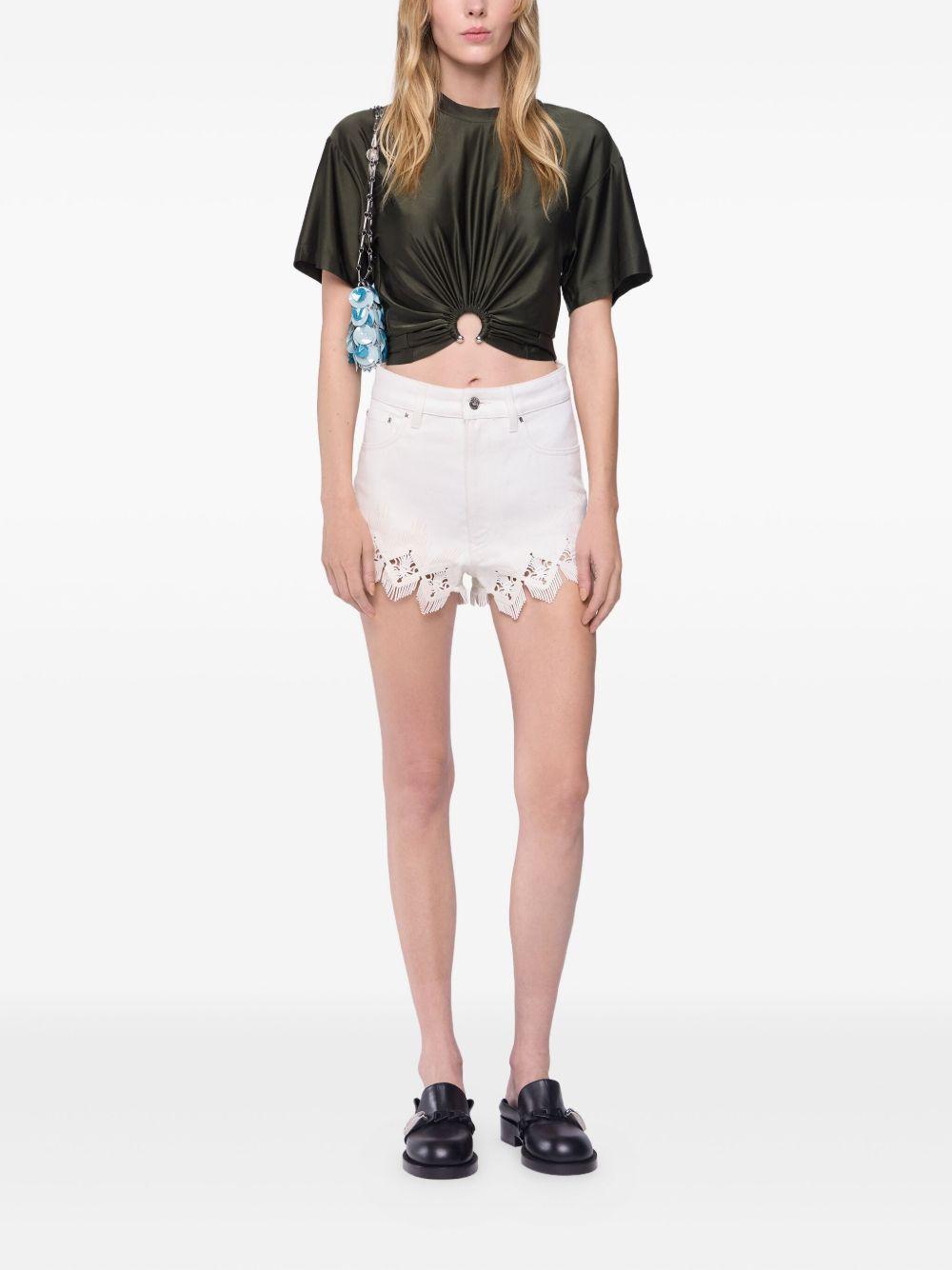 T-shirt crop kaki con dettaglio anello 25AJTO539VI0267 P319 RABANNE