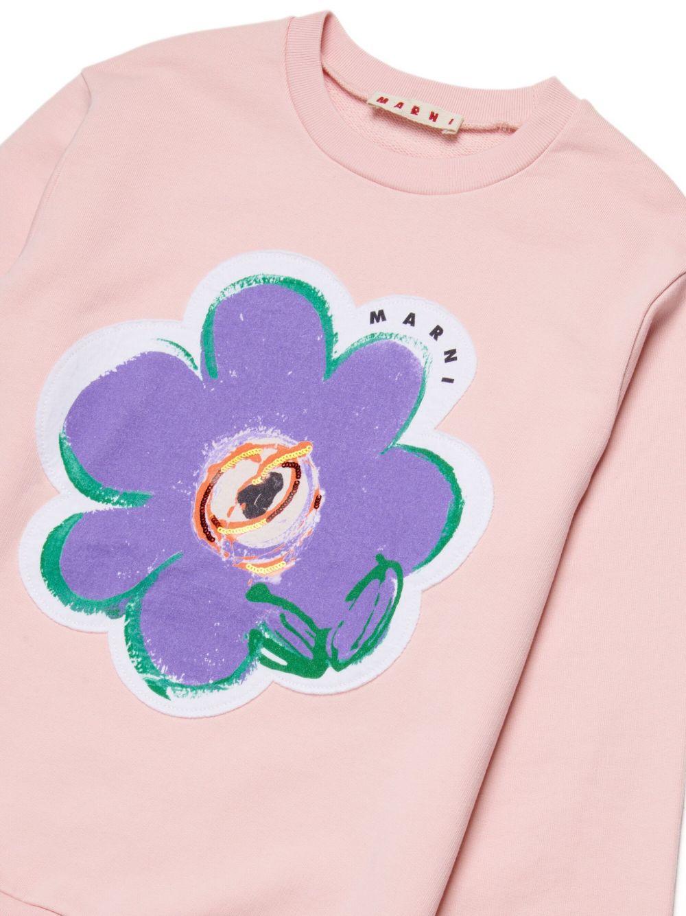 Felpa in cotone con fiore applicato M01814M00V1 0M351 MARNI KIDS