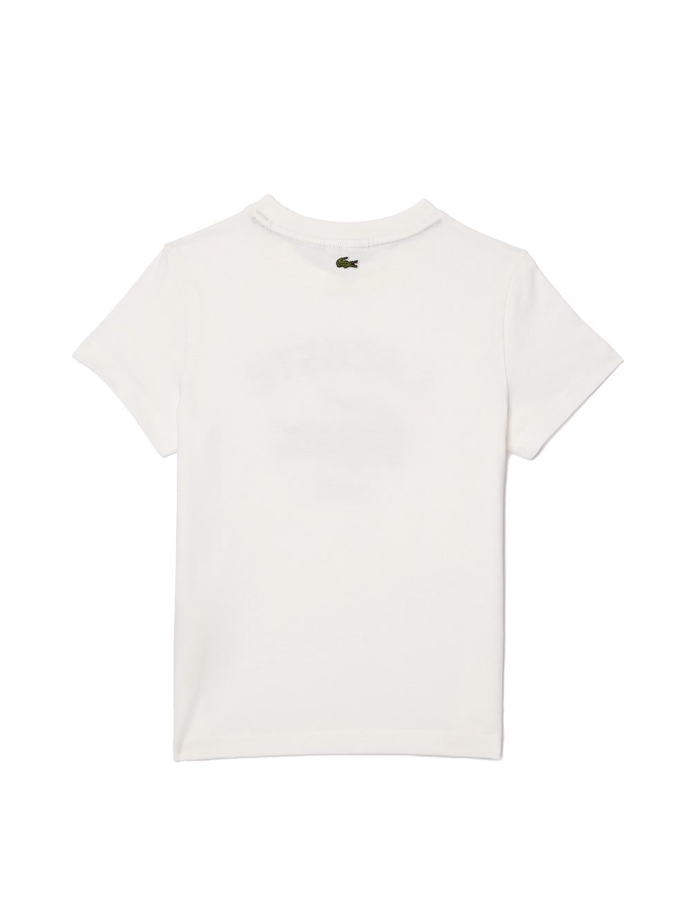 T-shirt bianca con stampa frontale logo TJ3003 70V LACOSTE KIDS