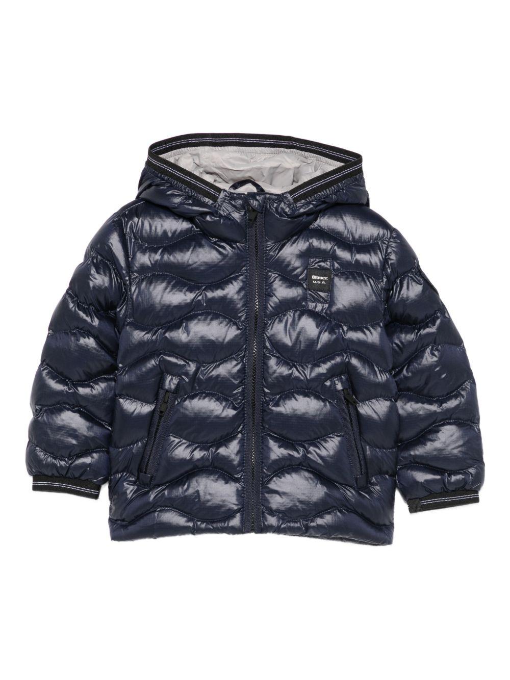 Giubbino trapuntato con cappuccio blu 25WBBXC02456005958 888GG BLAUER KIDS