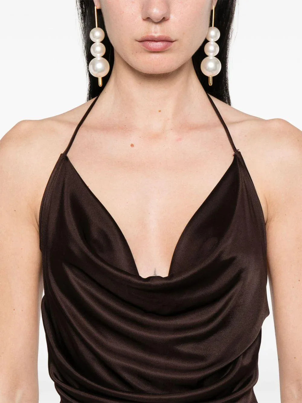 Abito Red Carpet in jersey con schiena nuda cacao - Preludio Moda