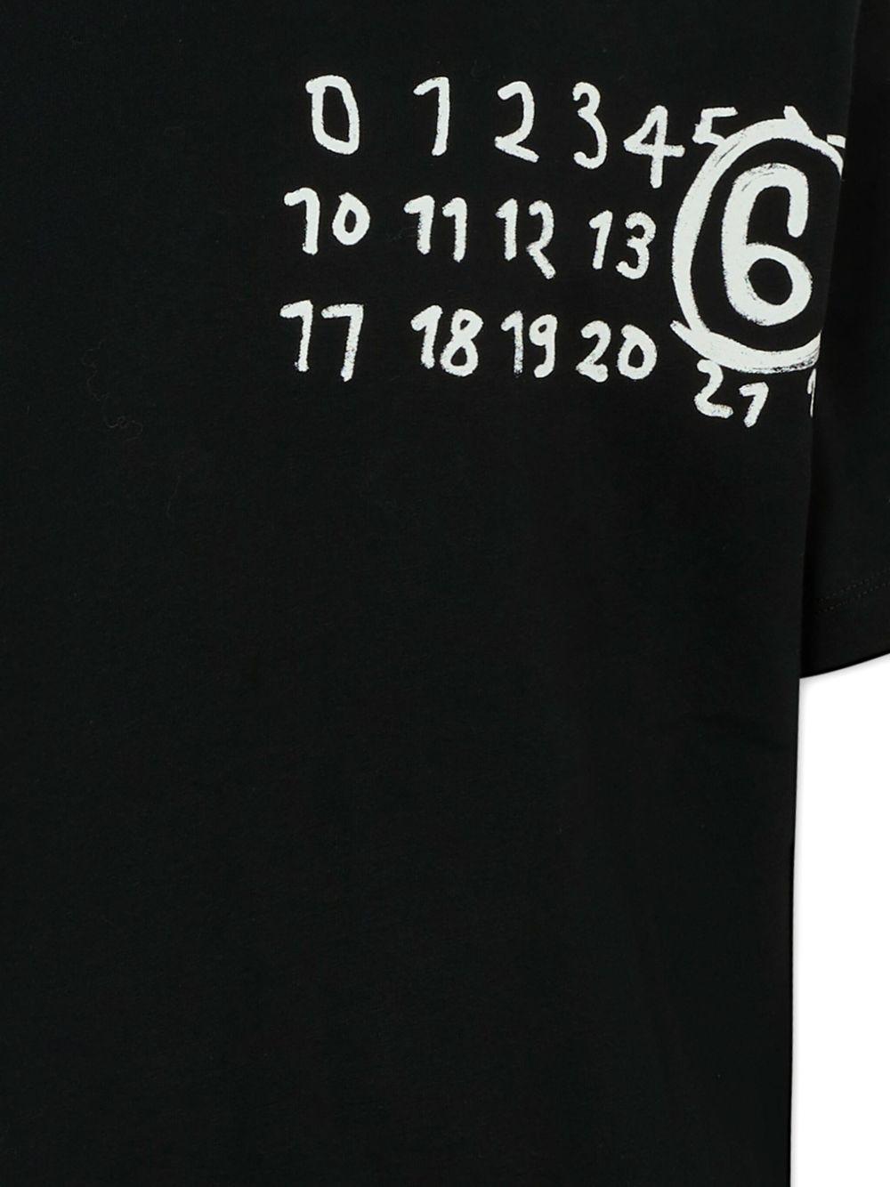 T-shirt nera girocollo con logo e maniche corte M60897MM02Y M6900 MM6 MAISON MARGIELA KIDS
