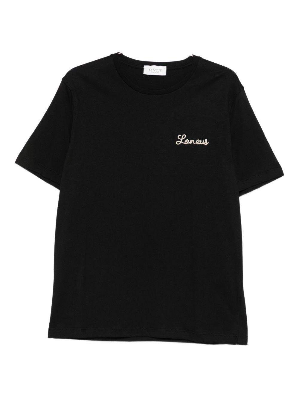 T-shirt nera con logo ricamato F5LAMATH318 110 LANEUS