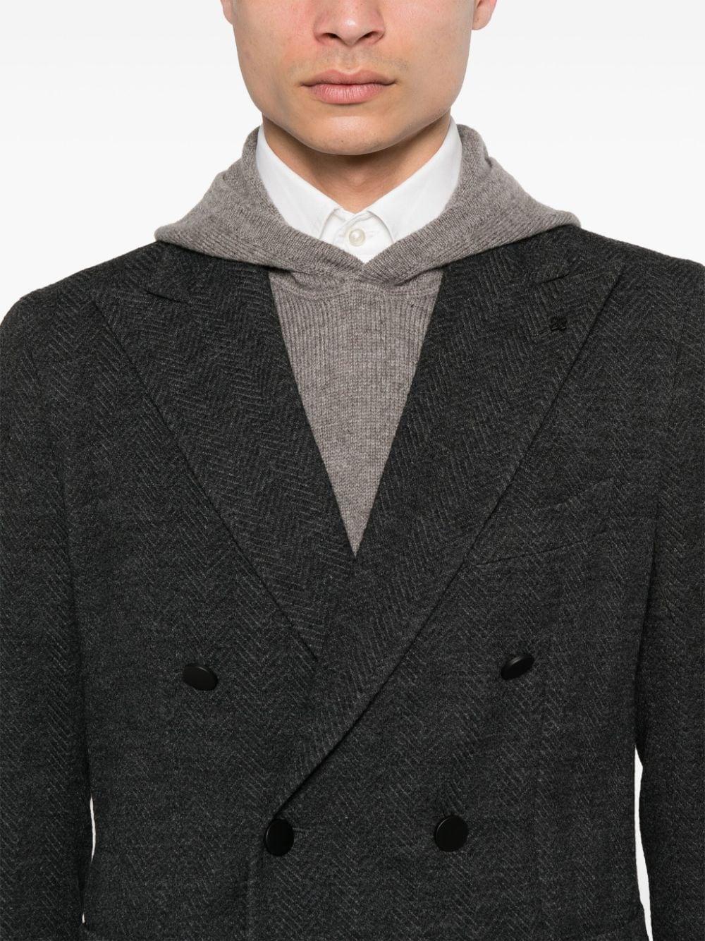 Blazer doppiopetto grigio finitura in rilievo a spina di pesce 1SMJ20K720003 S1431 TAGLIATORE