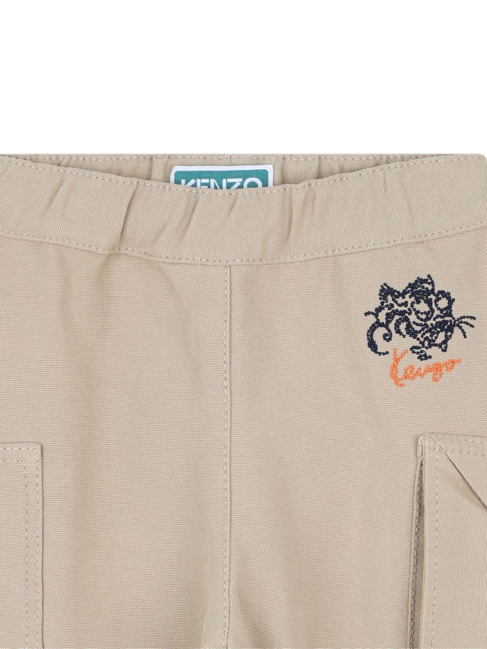 Pantaloni Cargo Affusolati con Logo Ricamato K61288 249 KENZO KIDS