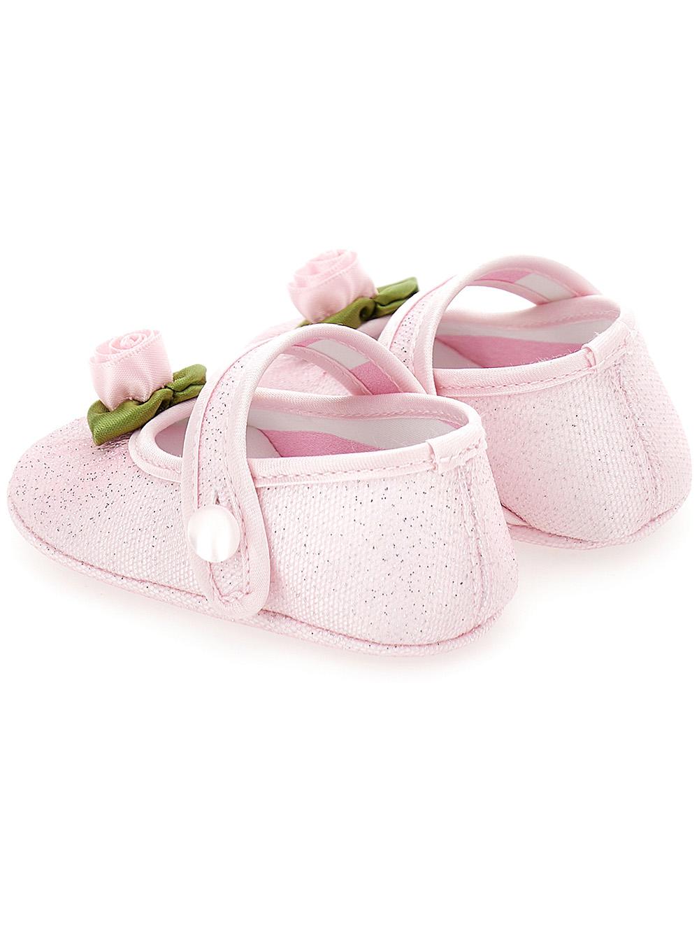 Scarpette rosa neonata con chiusura diamante e paillettes