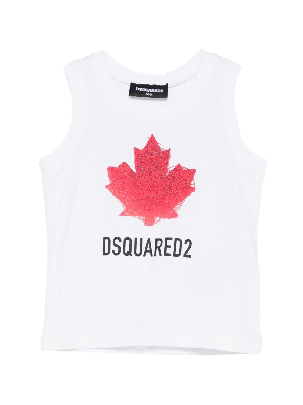 Canotta in cotone con stampa DQ3314D00XM DQ100 DSQUARED KIDS