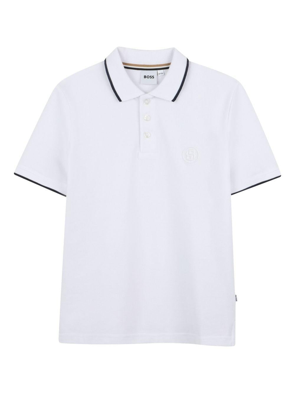 Polo bianca olri in contrasto J52012 10P BOSS KIDSWEAR