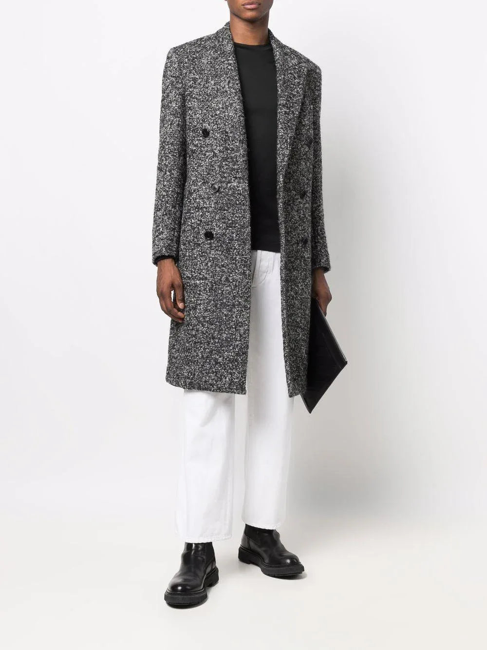 Maglione nero con collo a giro e maniche lunghe - Preludio Moda