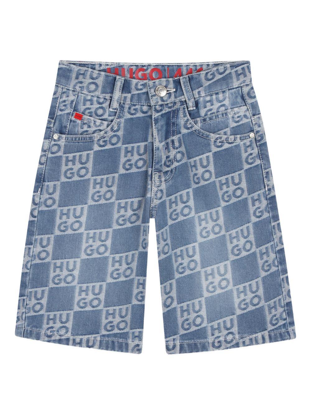 Bermuda in denim con logo jacquard G00996 Z25 HUGO KIDS