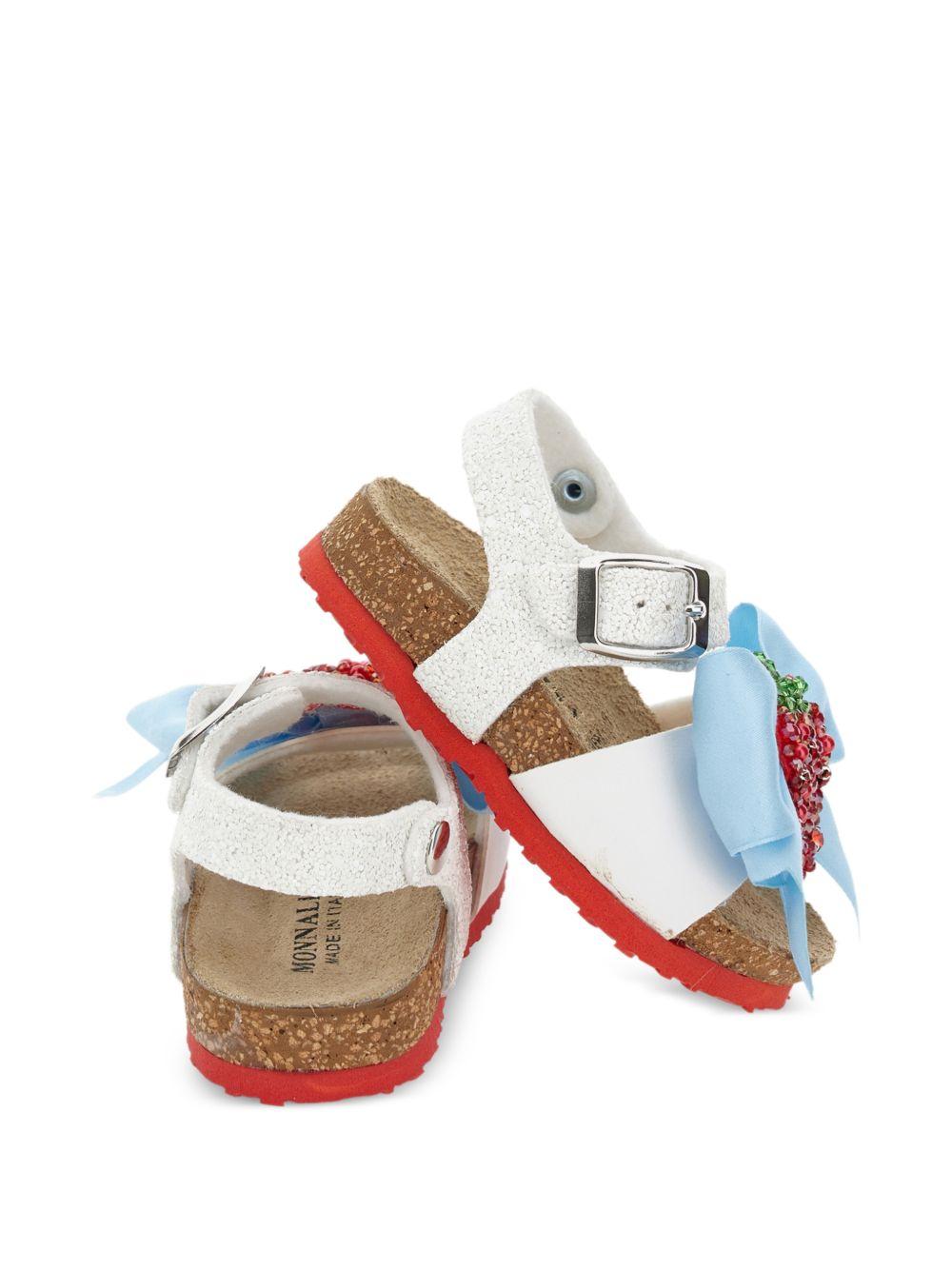 Sandali in pelle scamosciata con fragole 83G0077708 9944 MONNALISA KIDS