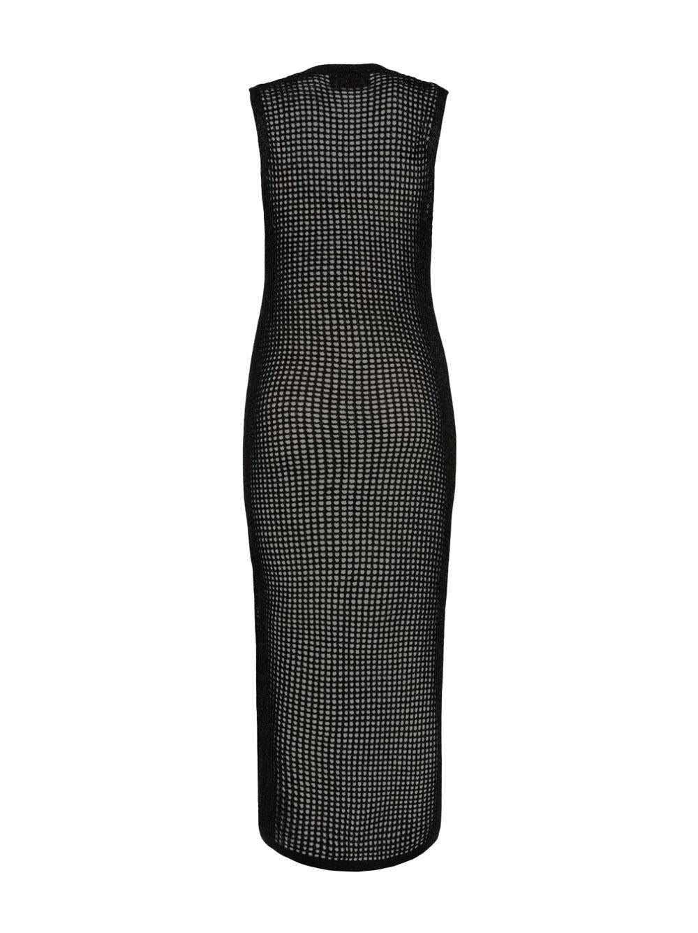 Abito lungo Eileen in rete crochet lurex nero EIE0001 06173H MC2 SAINT BARTH