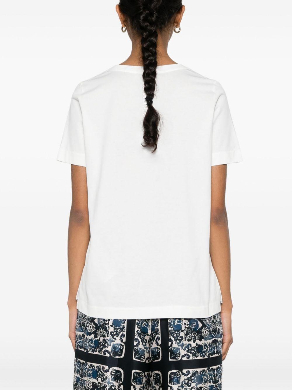 T-shirt bianca logo ricamato sul retro 2419971013600 007 MAX MARA
