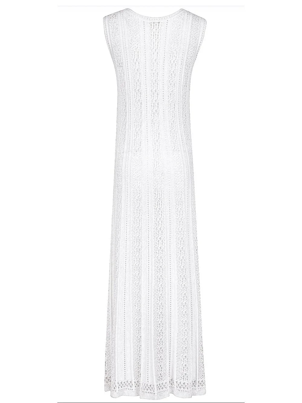 Abito bianco lungo ricami traforati - Preludio Moda