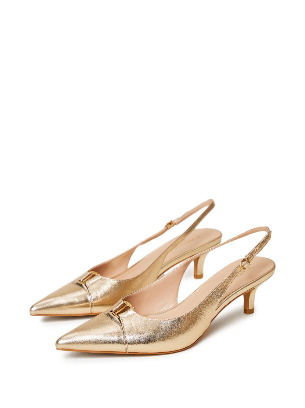 Slingback con tacco medio dorato 261TCP034 10363 TWINSET