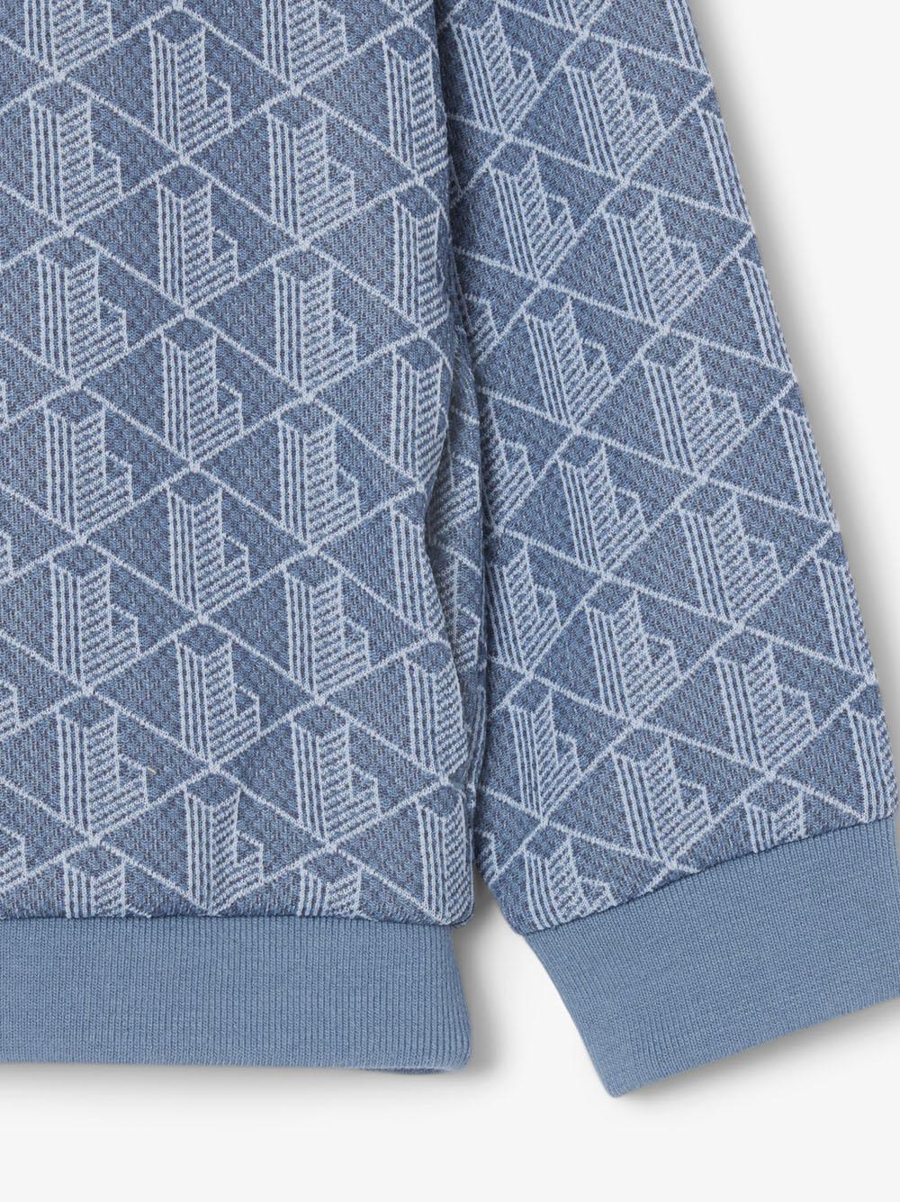 Felpa celeste zip logo monogram all-over kids - Preludio Moda